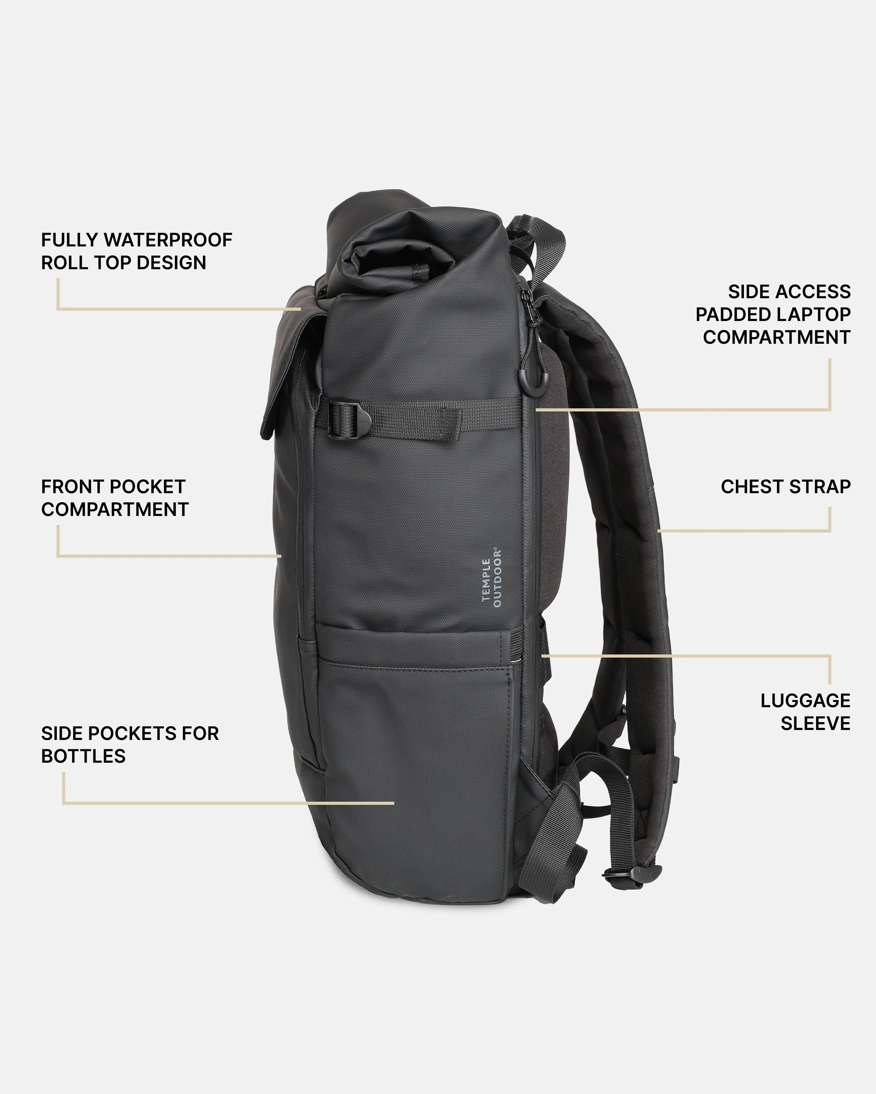 Roll Top Backpack Pro - Black - Image 3